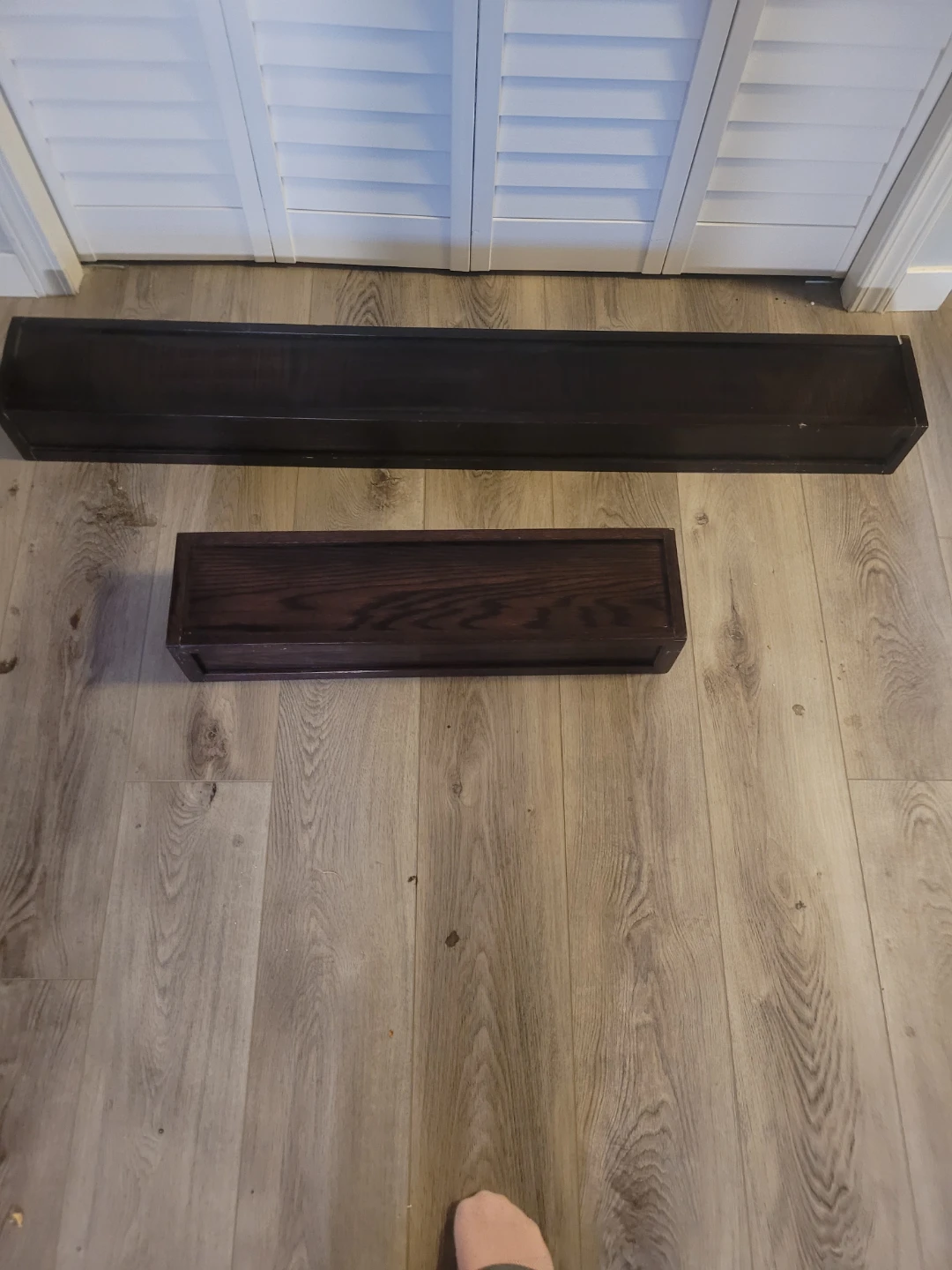 Dark Wood Floating Shelf and Small Box