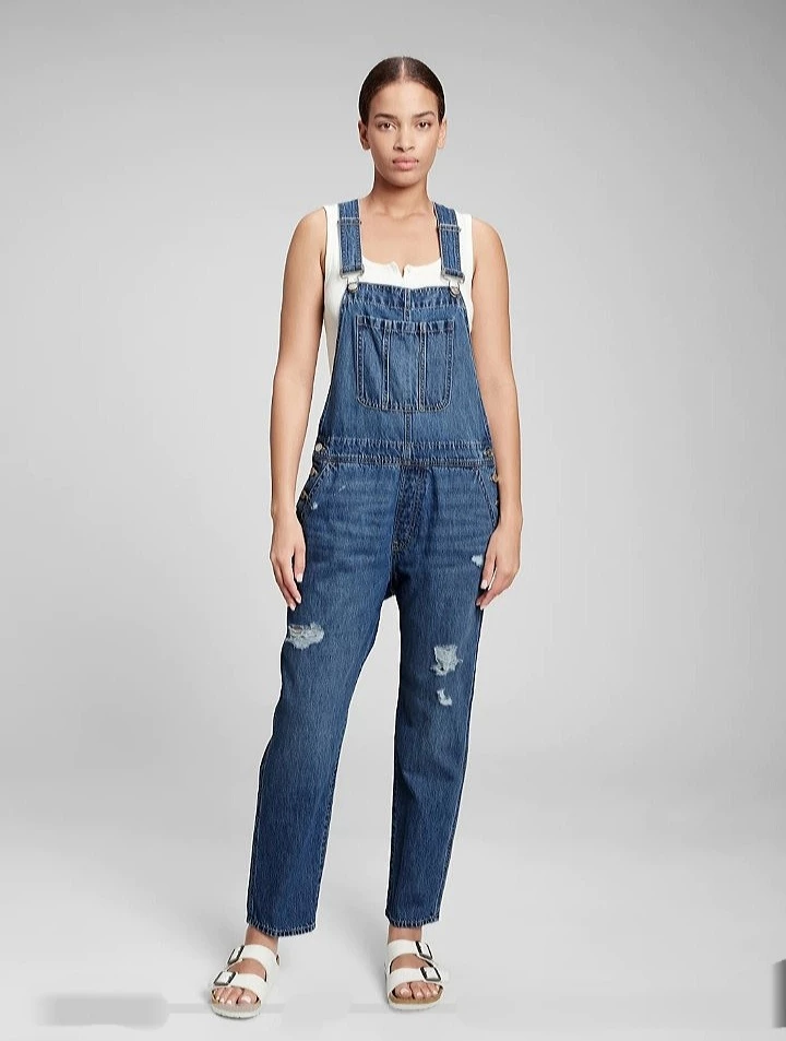 NWT GAP Women's Destructed Denim Overalls, 🥕