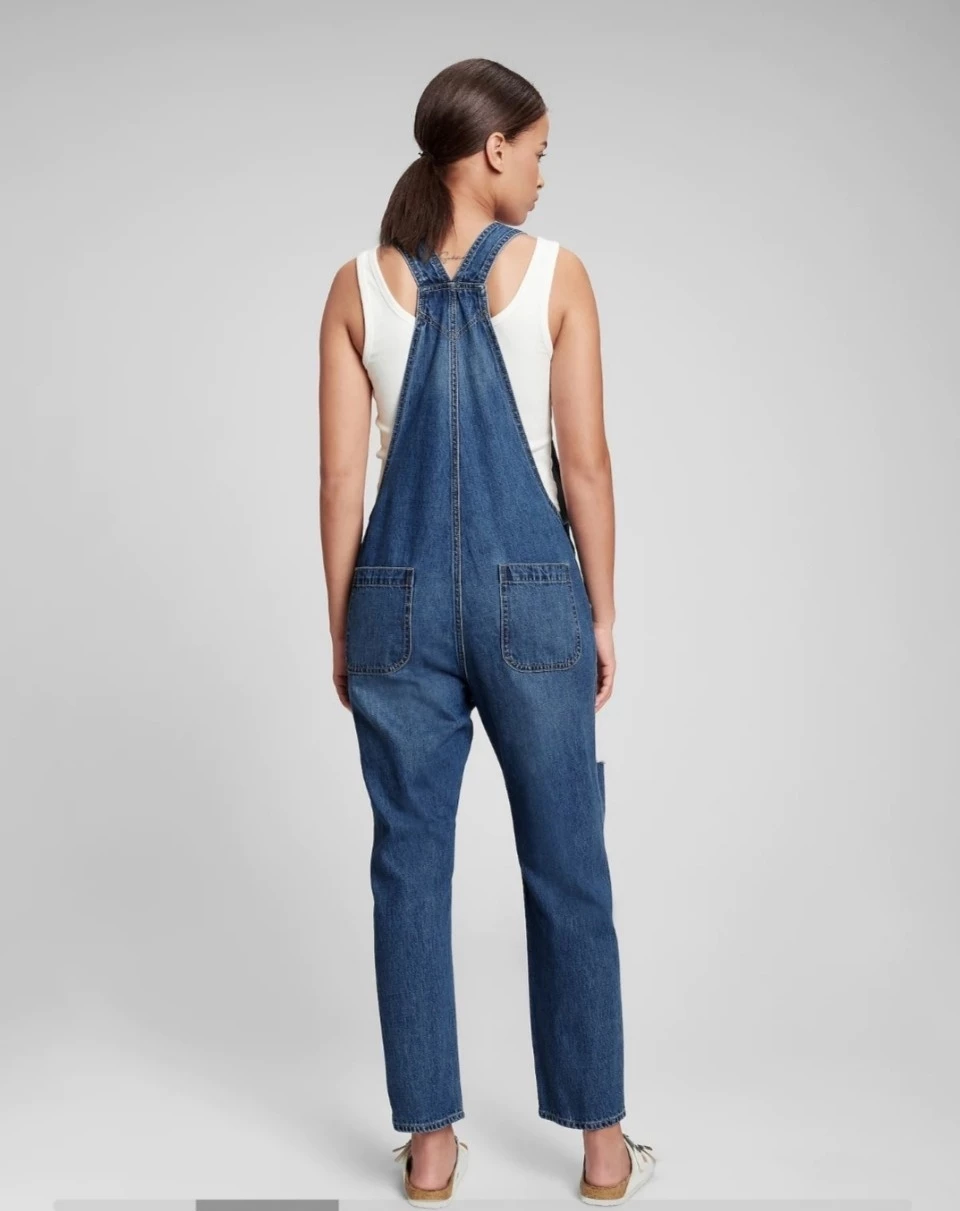 NWT GAP Women's Destructed Denim Overalls, 🥕 - photo 2