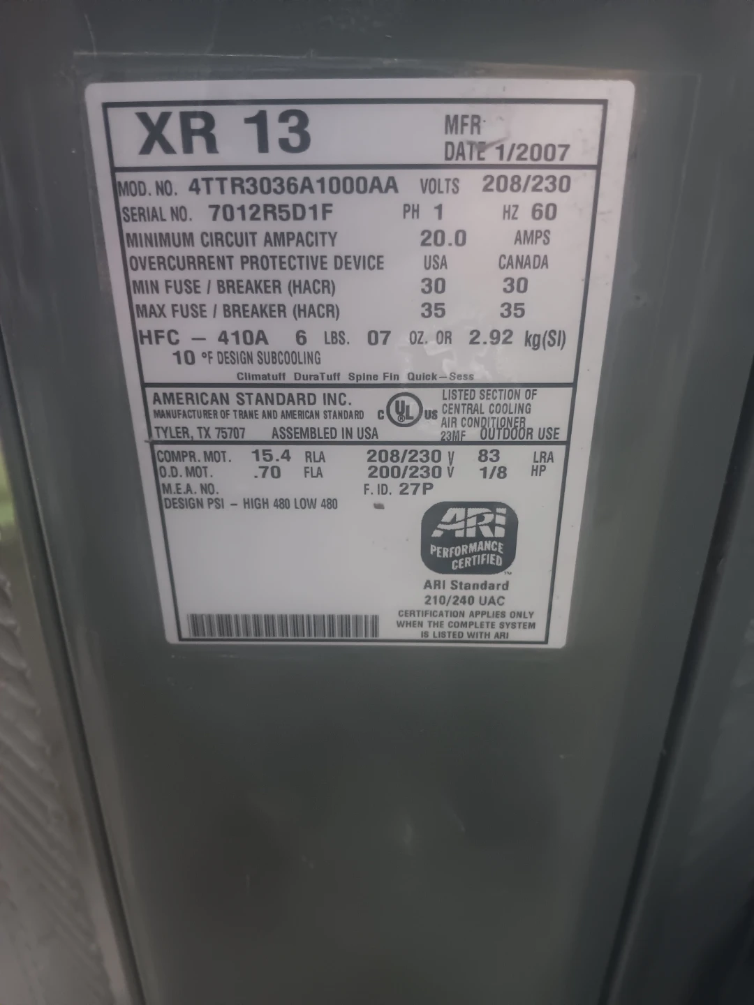 Trane XR13 Air Conditioner Unit - photo 2