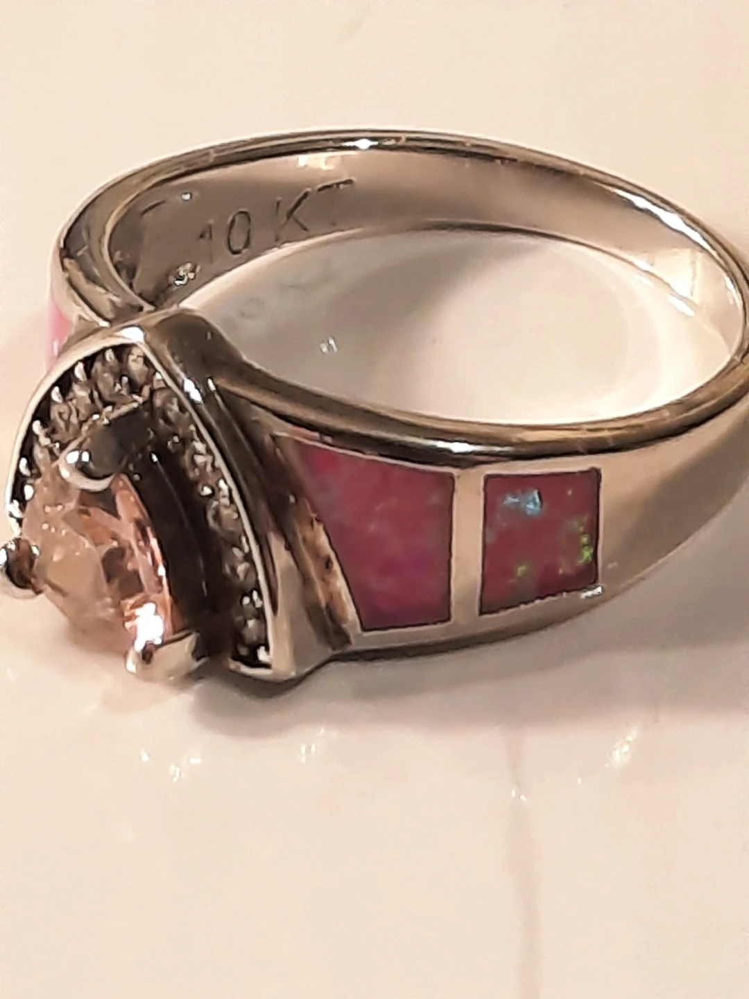 10K Gold Ring with Opal Inlay and Center Stone - photo 4