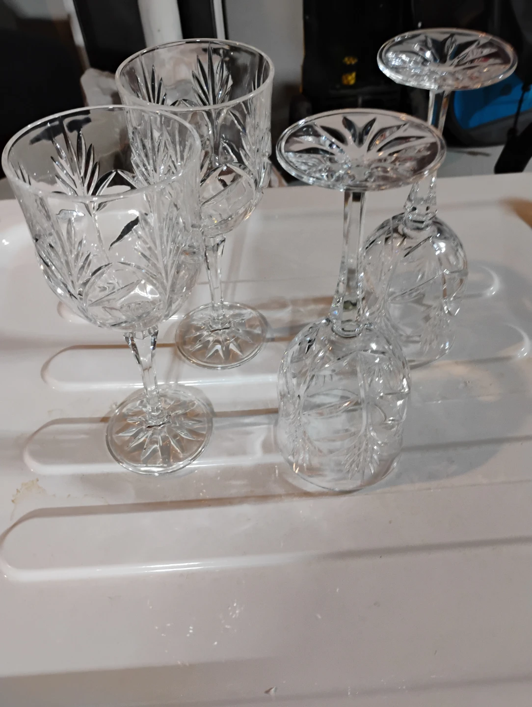 Set of 4 Cut Crystal Wine Glasses