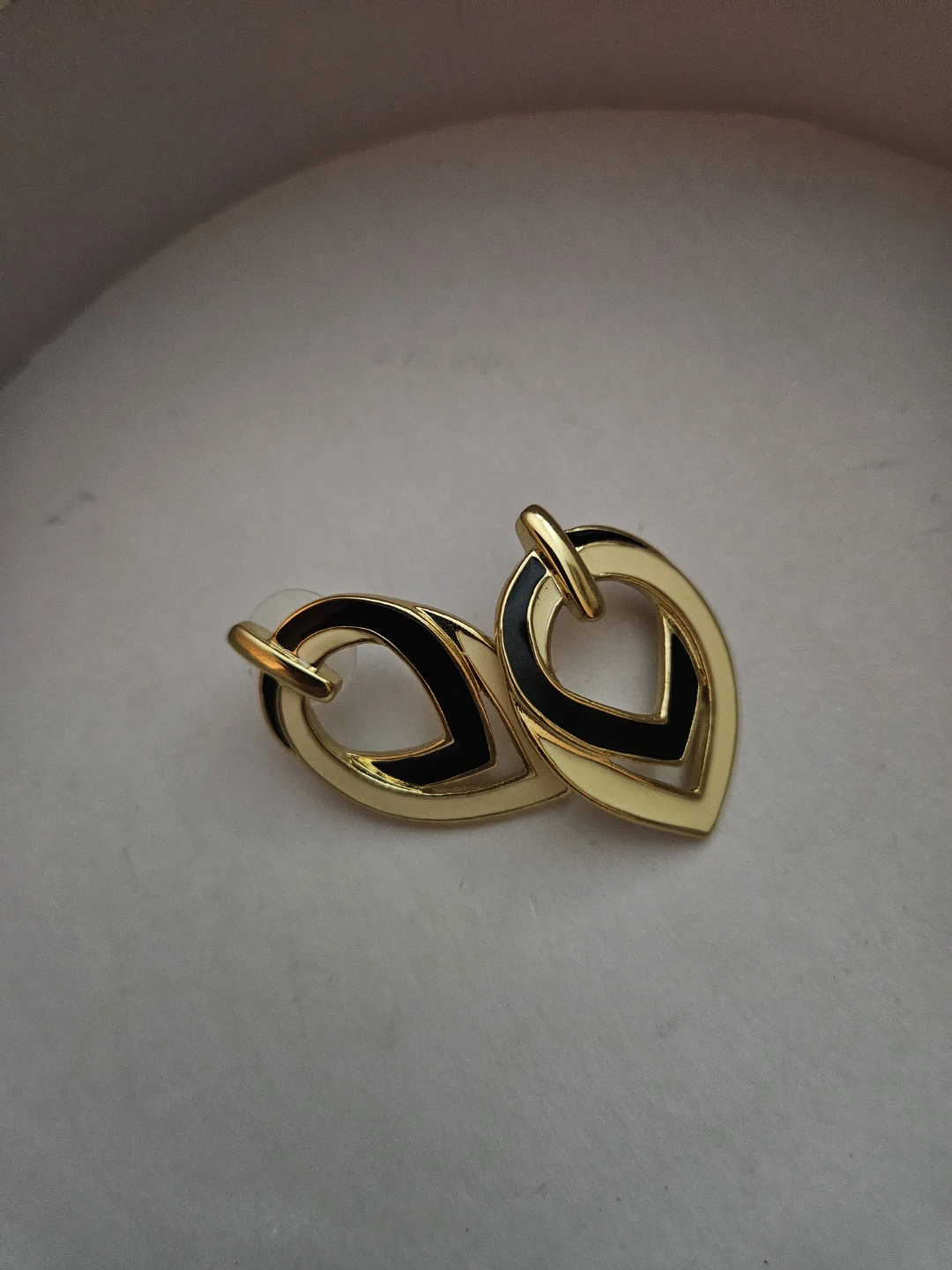 TRIFARI Gold Tone Black Enamel Tear Drop Earrings - photo 3