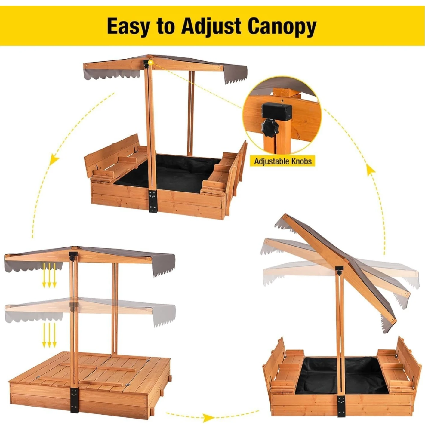Aivituvin Kids Sandbox with Canopy and Foldable Benches - photo 4