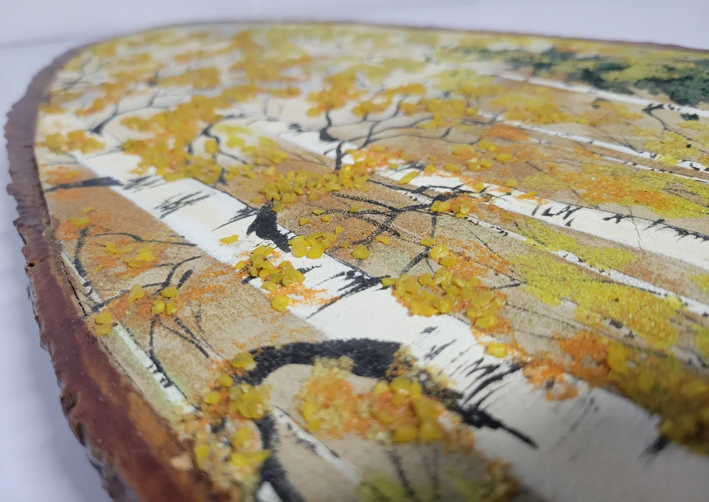 Vintage Wood Slice Landscape Painting 24" - photo 2