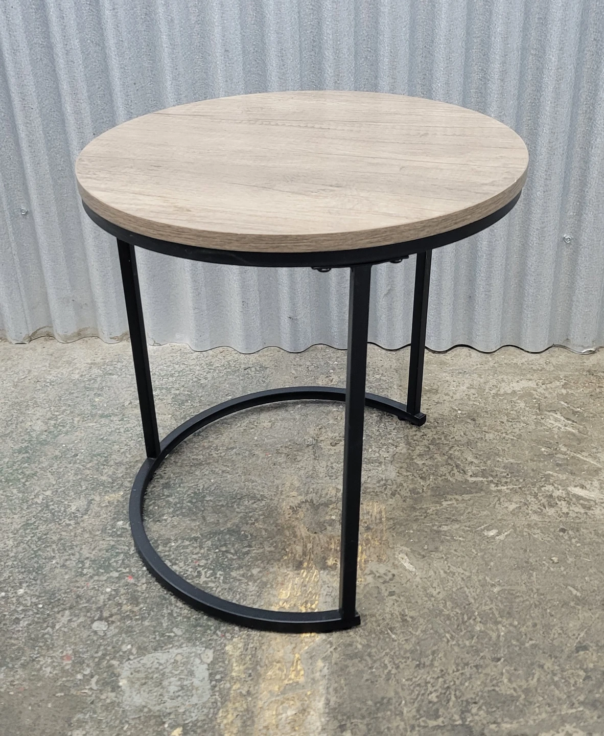 Round Side Table with Wood Top and Black Metal Base - photo 2