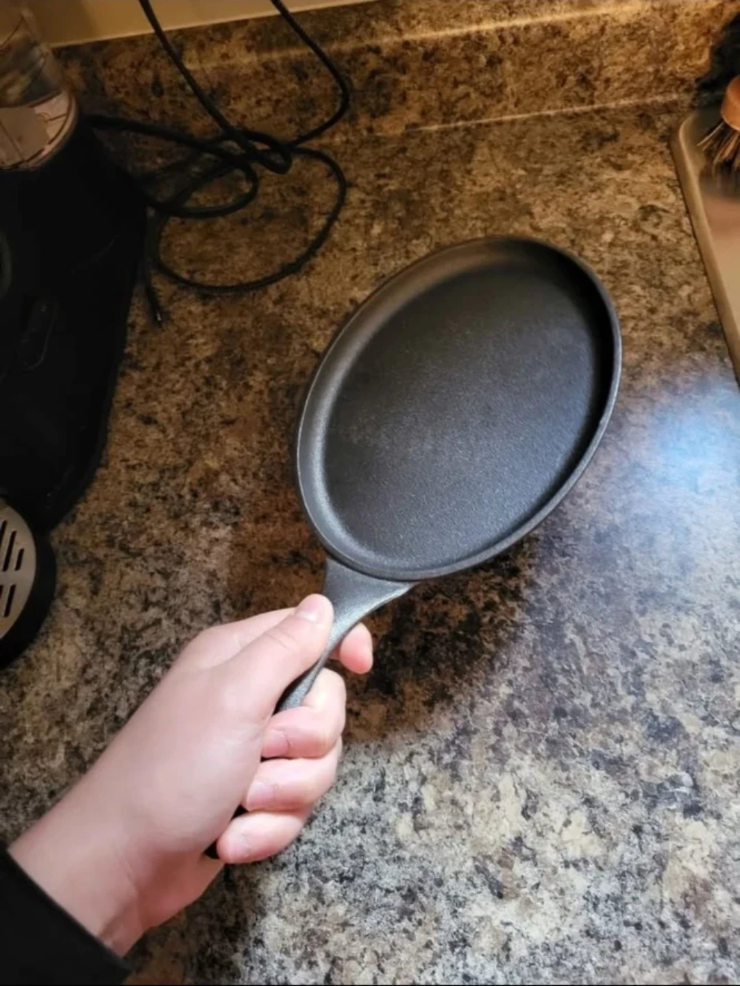 Red stovetop sandwich maker and small cast iron pan - photo 3