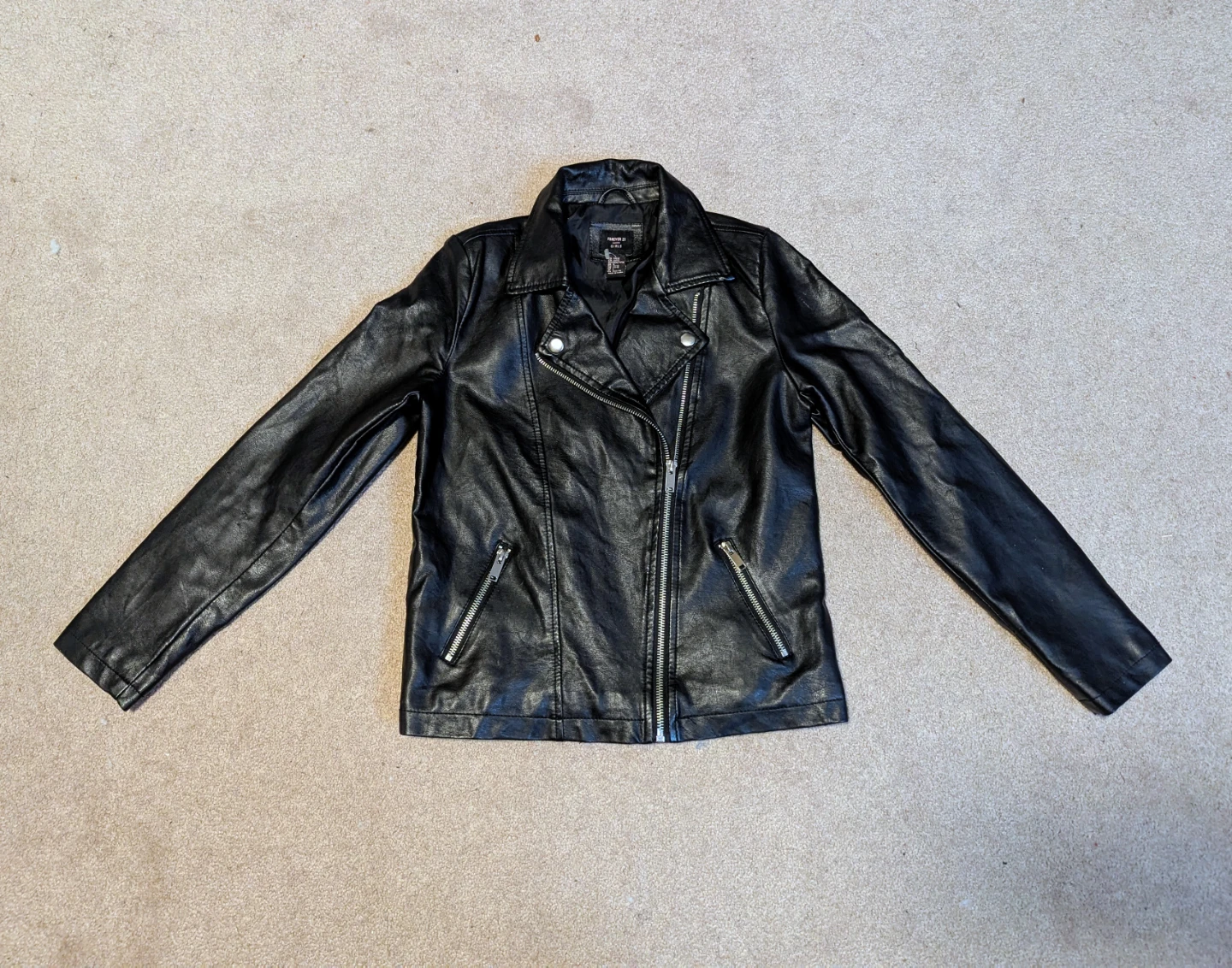 Youth Girls' Black Faux Leather Moto Jacket - Forever 21