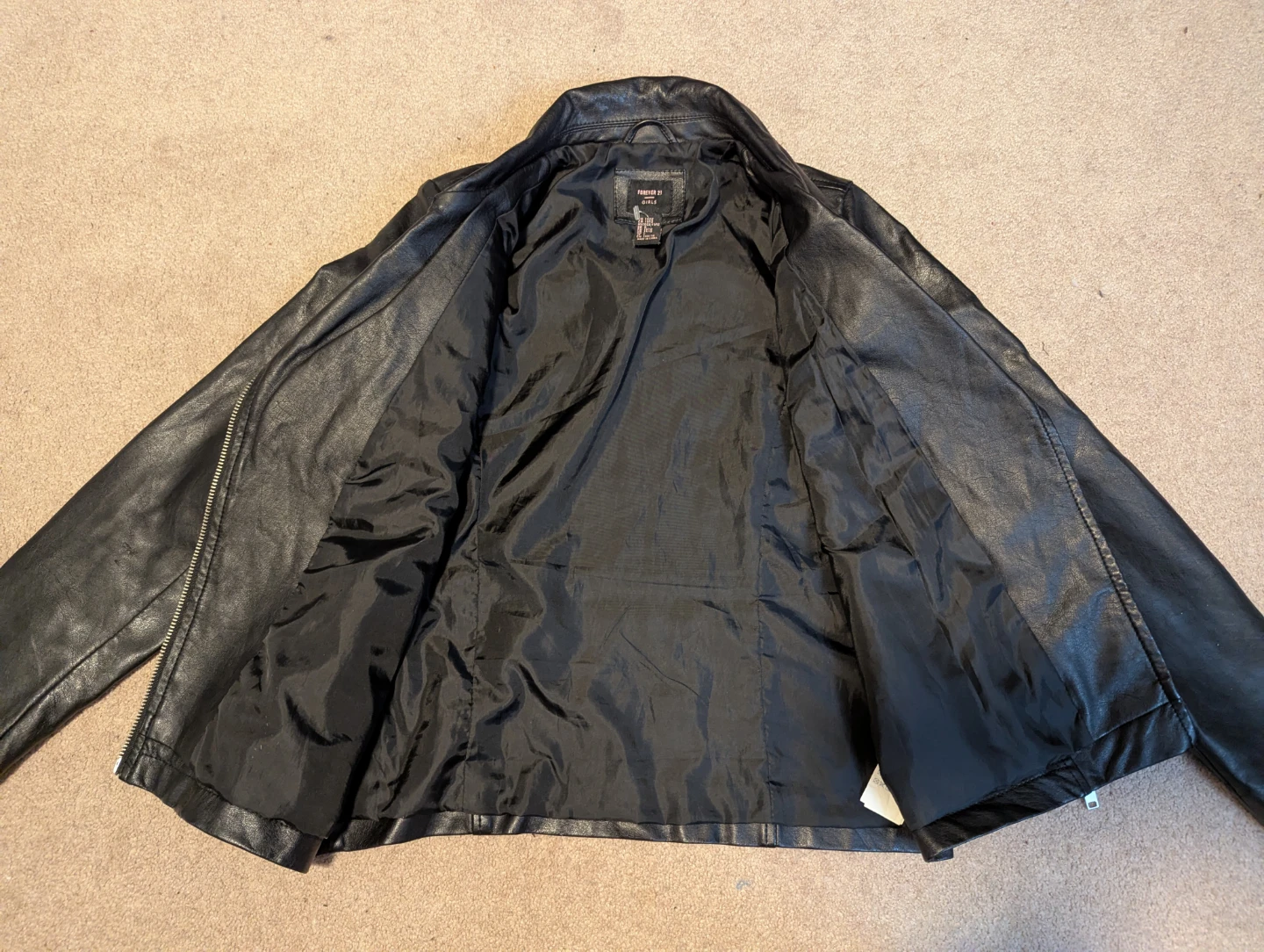 Youth Girls' Black Faux Leather Moto Jacket - Forever 21 - photo 3