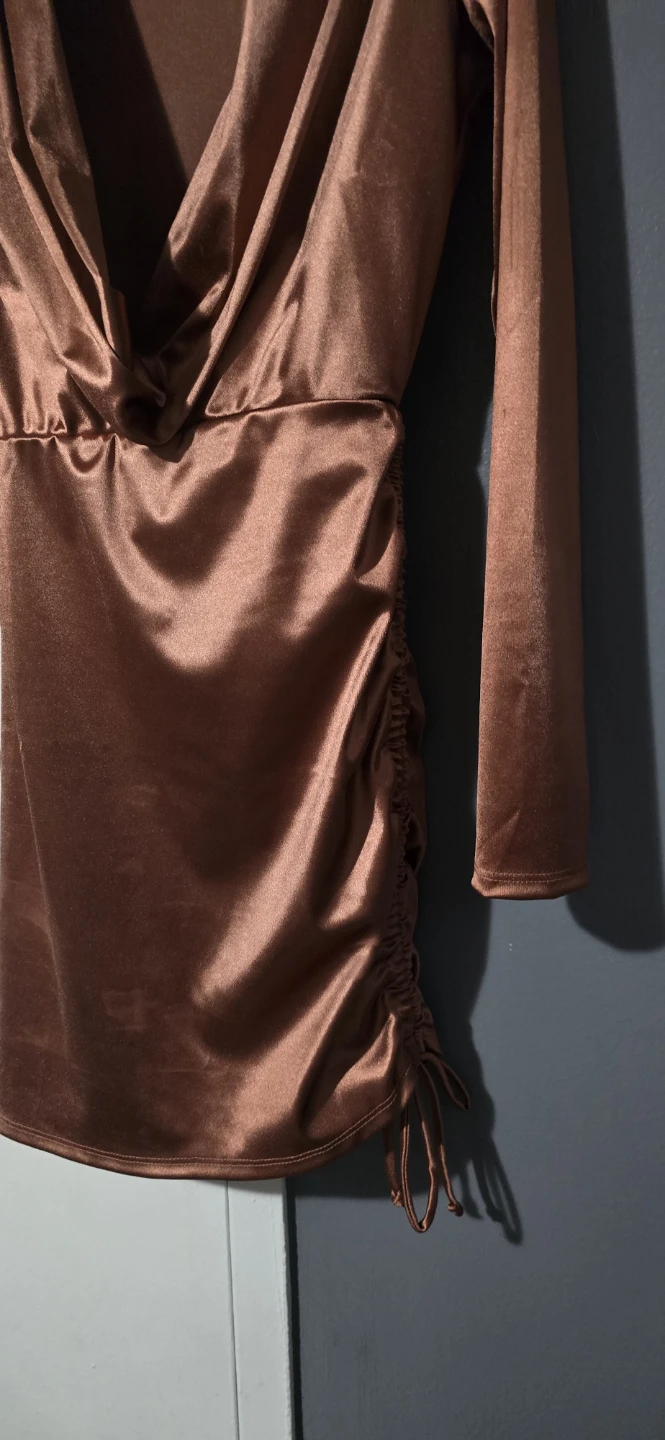 Satin Ruched Mini Dress - photo 4