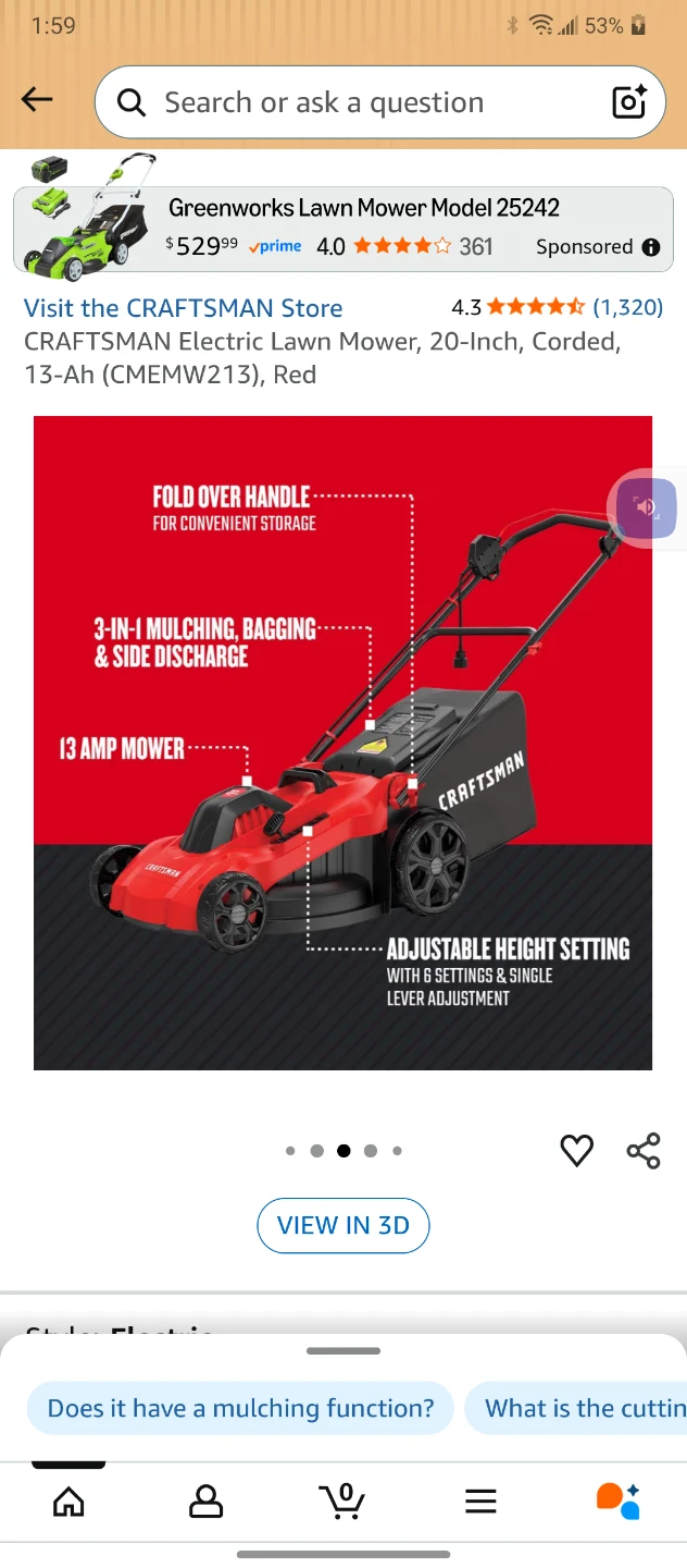 Craftsman 13 Amp 20-in. Corded Electric Lawn Mower - photo 5