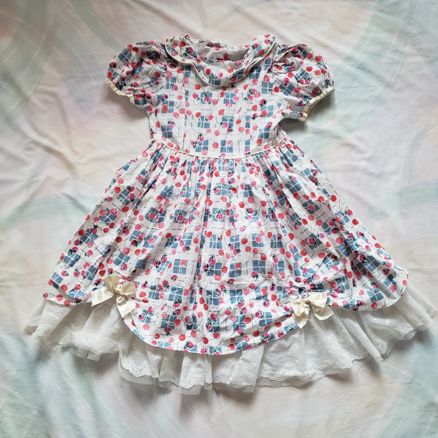 Vintage Cherry Print Girl's Dress