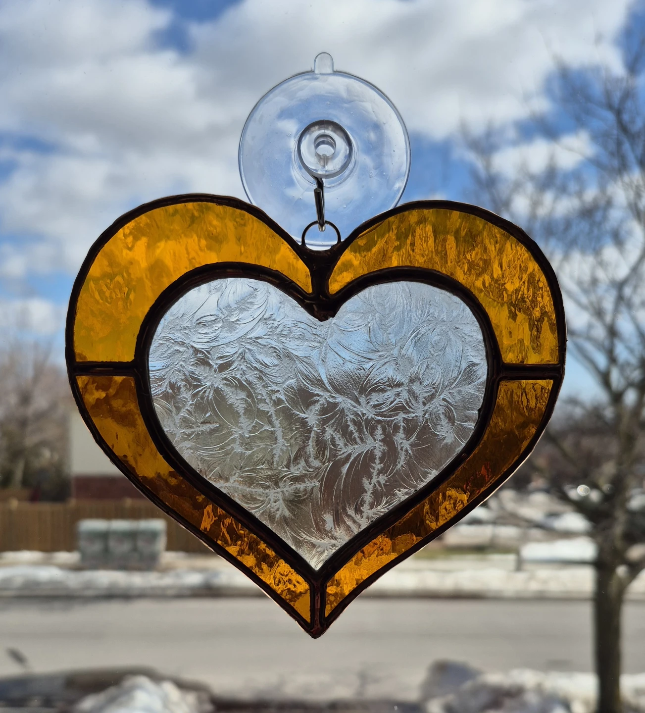 Handmade stained glass heart suncatcher