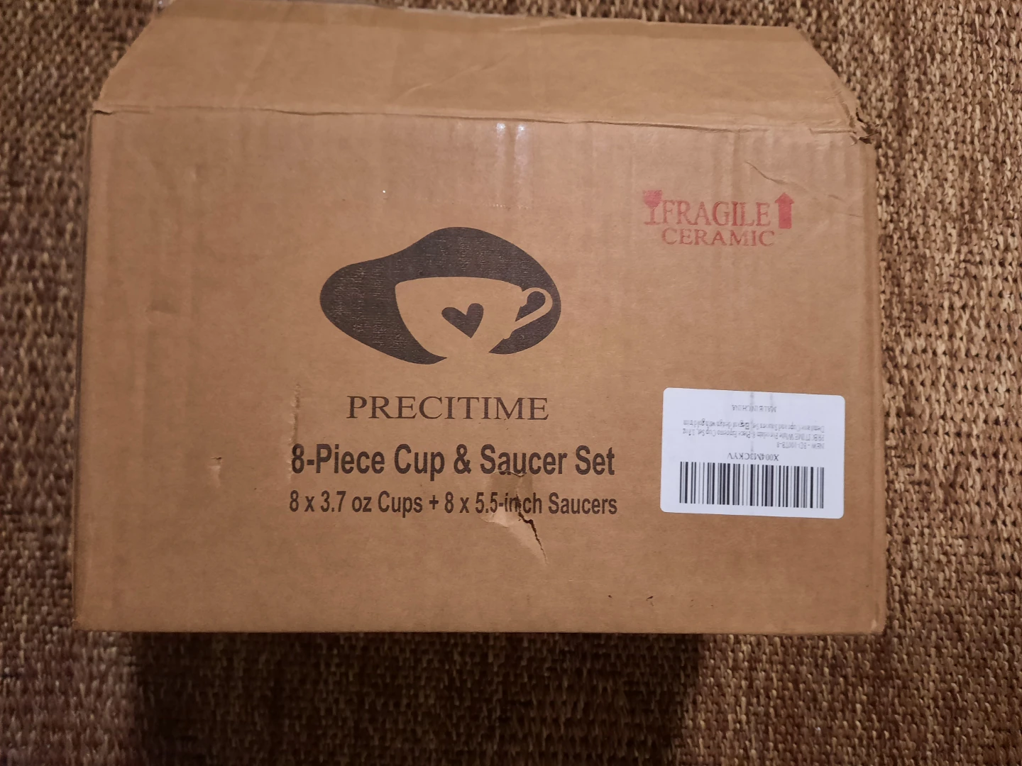 PRECITIME 8-Piece  Espresso Cup & Saucer Set