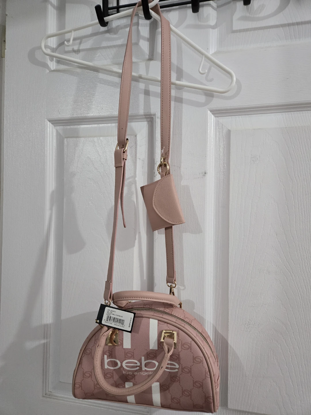 Bebe Pink Logo Dome Satchel with Pouch