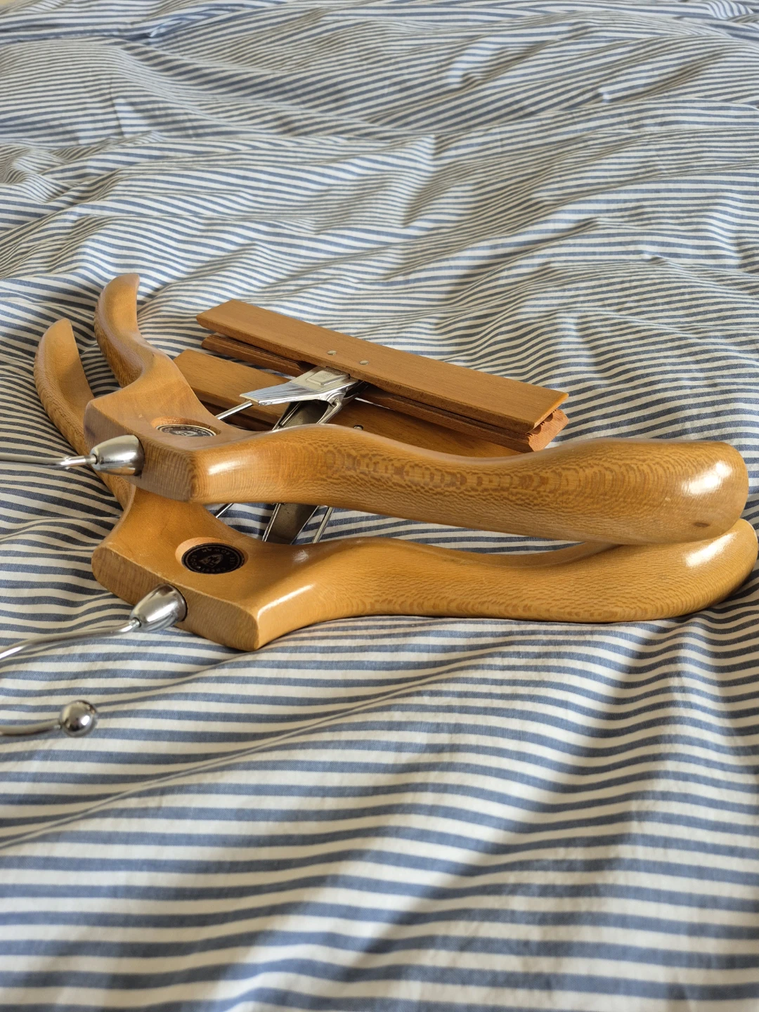 Vintage Wood Clothes Hangers with Pants/Skirt clips: Hardwood