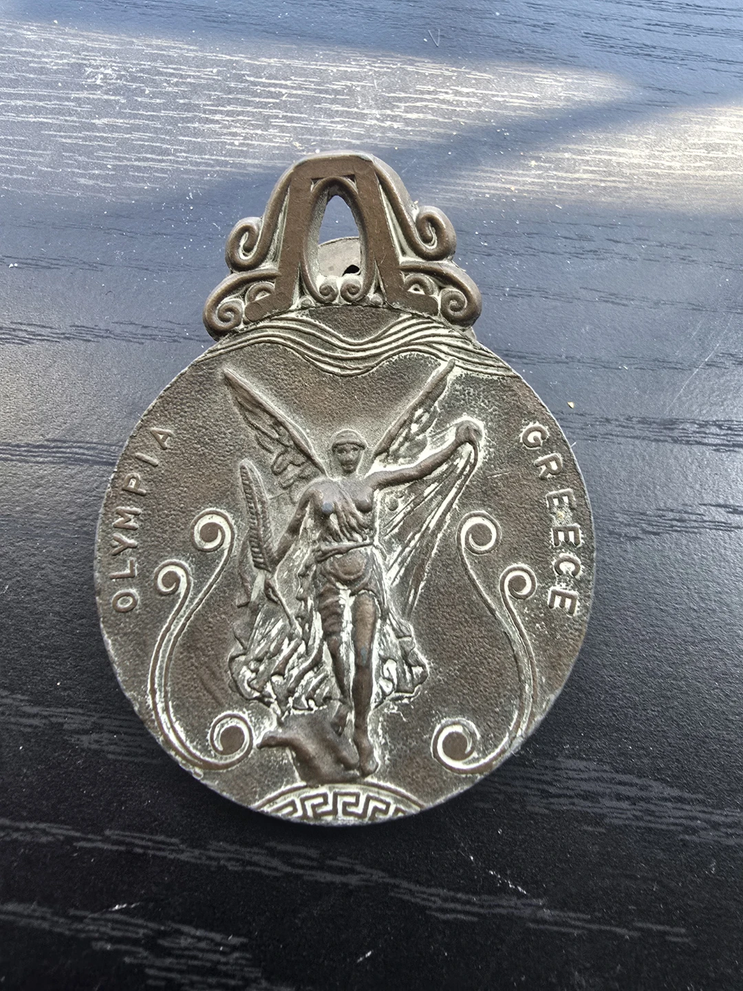 Antique OLYMPIA GREECE PAPER CLIP WEIGHT Bronze EPMHS Hermes