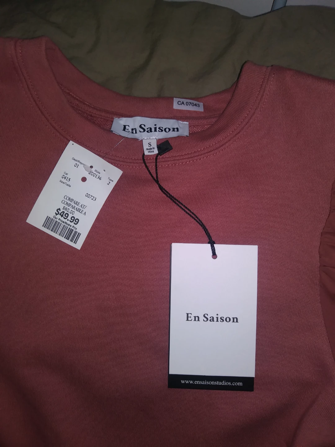 En Saison Pink Puff Sleeve Tiered Dress - Size S - photo 2