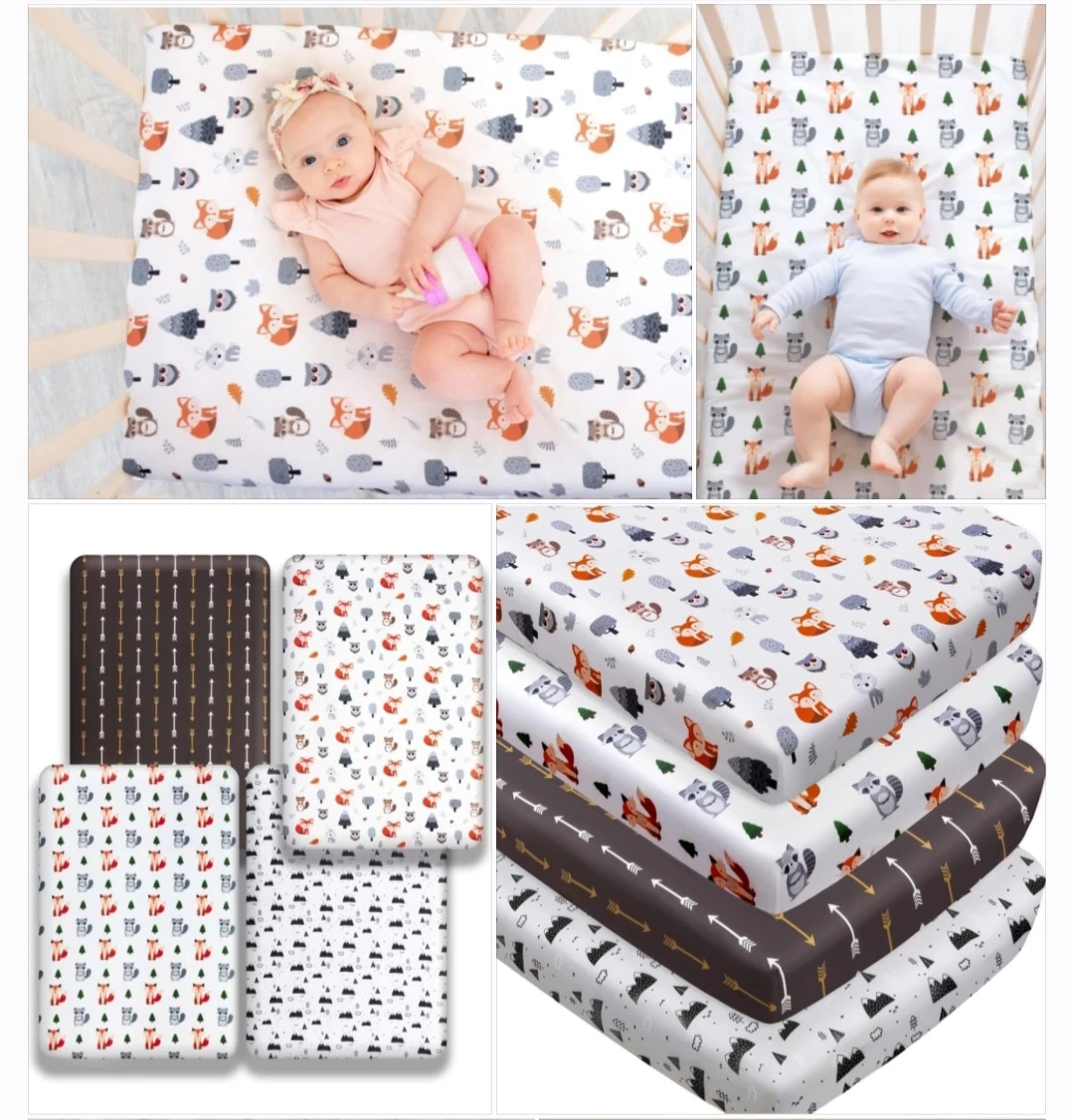 4 Pack Baby boy and Girl Pack N Play Mini Crib Sheets Set ..... - photo 5