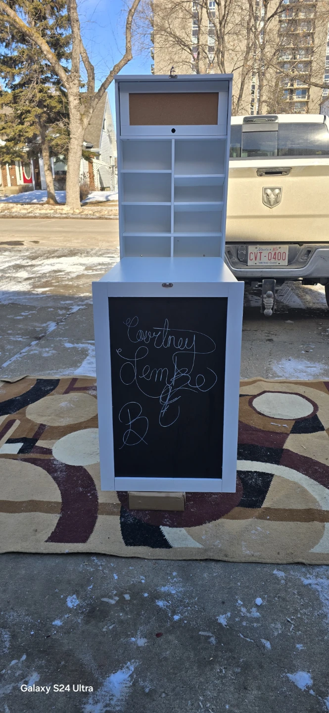 White Multi-Shelf Display Unit with Chalkboard - photo 5