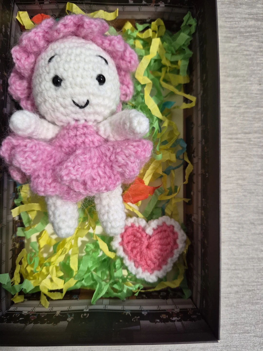 Handmade Crochet Doll with Pink Dress and Heart - photo 5