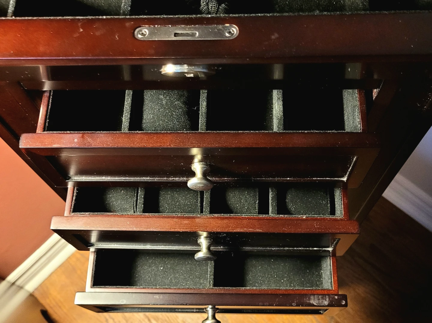 Dark Wood Jewelry Armoire with Mirror - photo 3