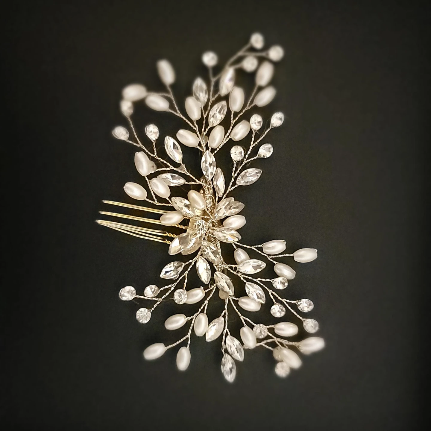 Beaded Hair Accessory with Pearls and Crystals