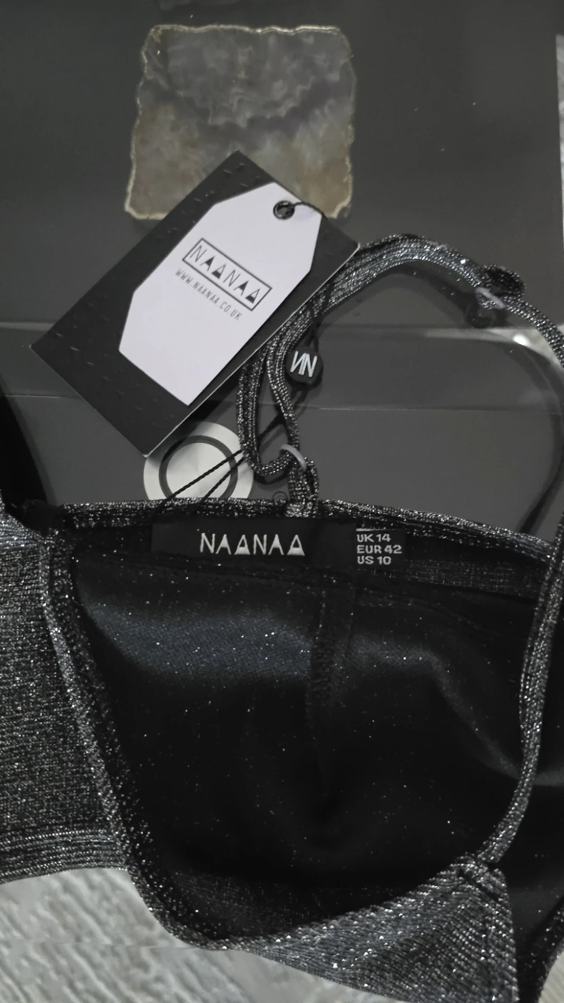 Naanaa Black & Silver Sparkle Crop Tops (2) - Size UK 14 - photo 2