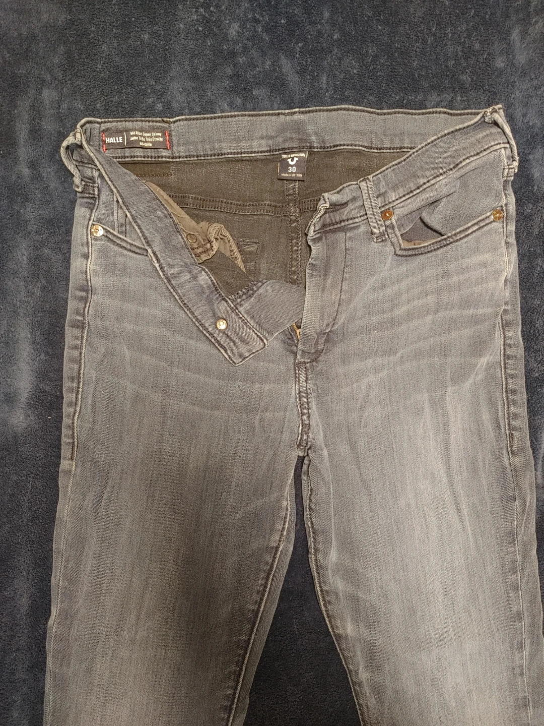 True Religion Halle Grey Super Skinny Jeans Size 30 - photo 2