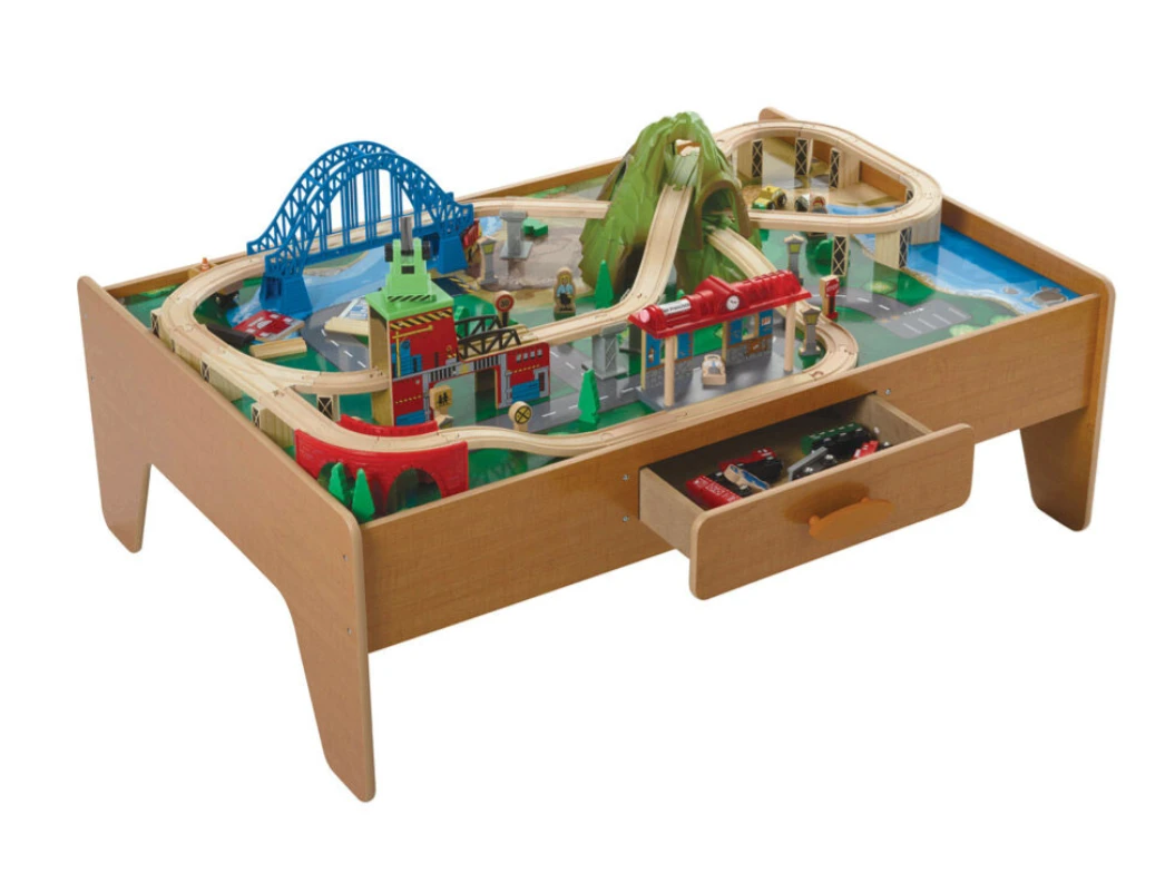 Imaginarium Wooden Train Table Set with train set pieces