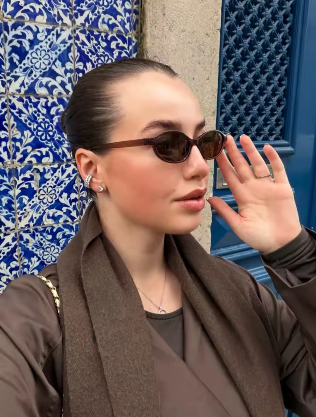 Brown Oval Sunglasses