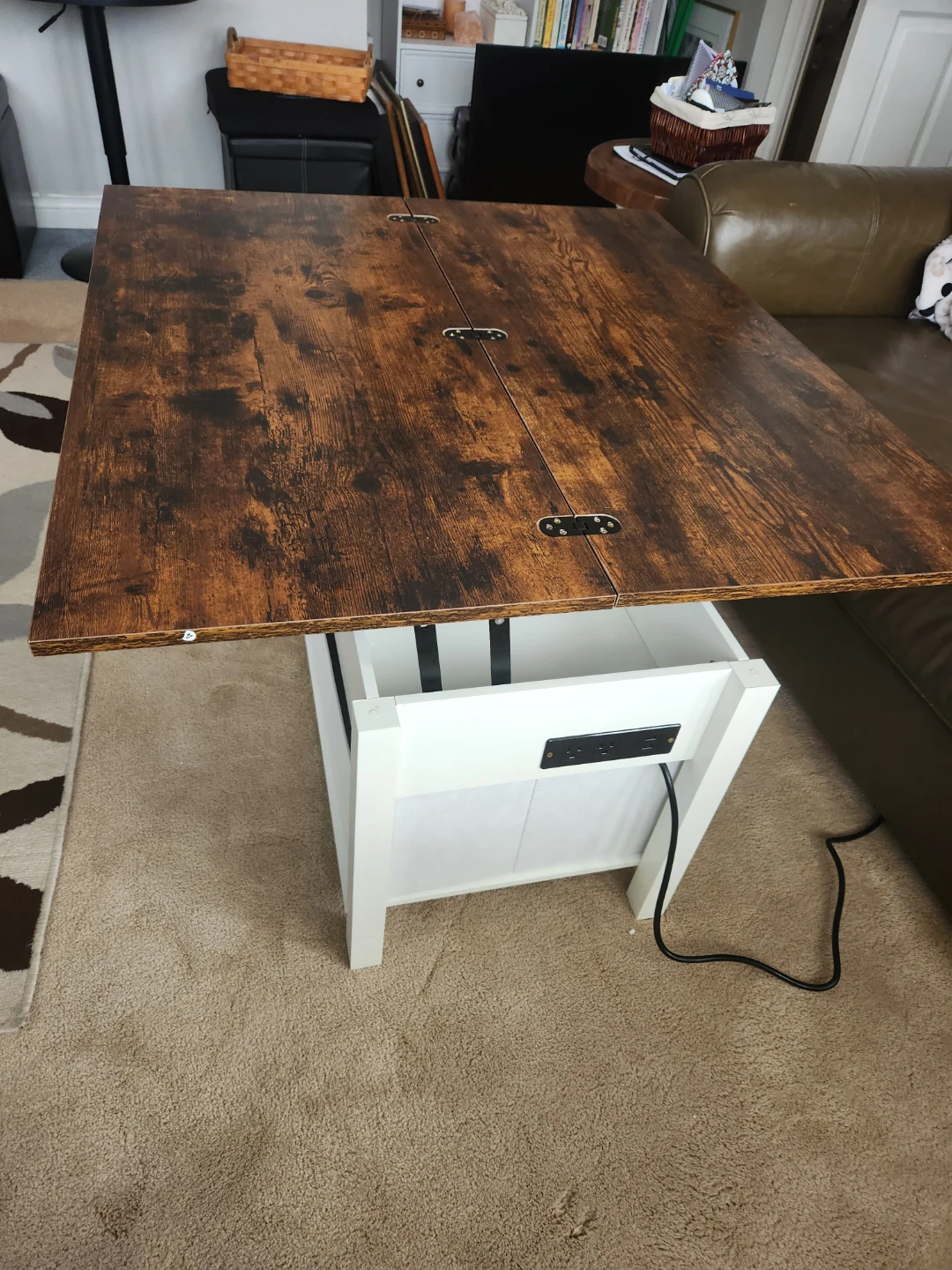 Lift Top Coffee Table with Storage and Outlets - photo 4