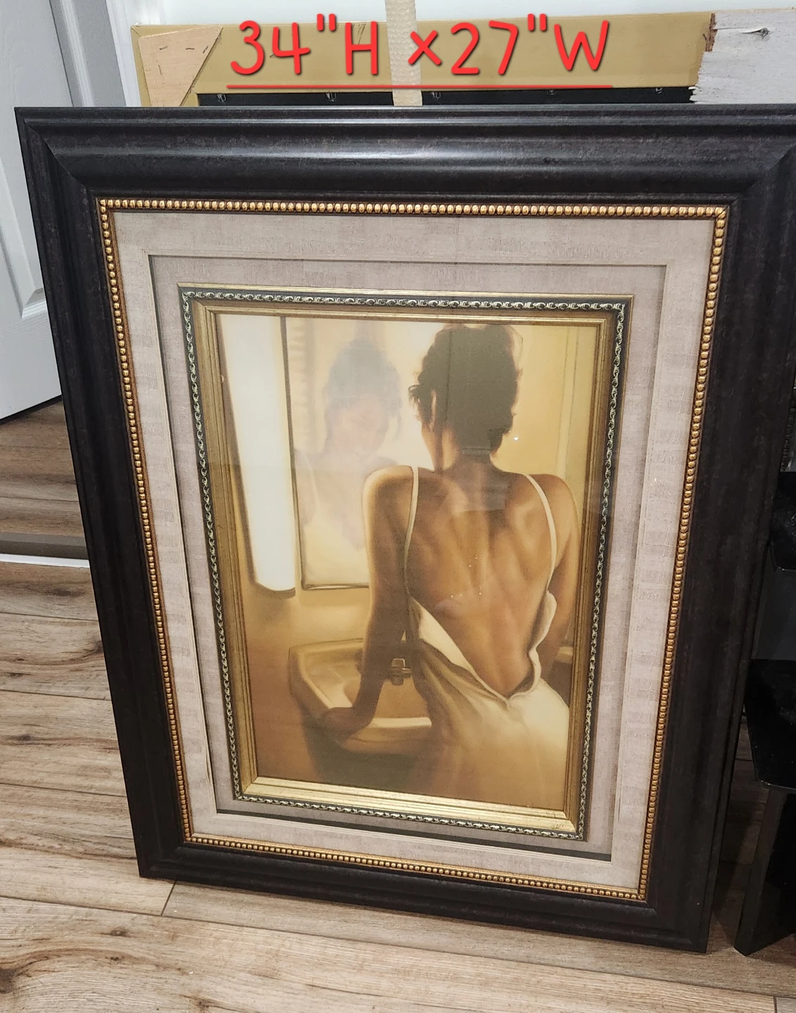 Framed Wall Art Print "Woman at Vanity" 34"x27"