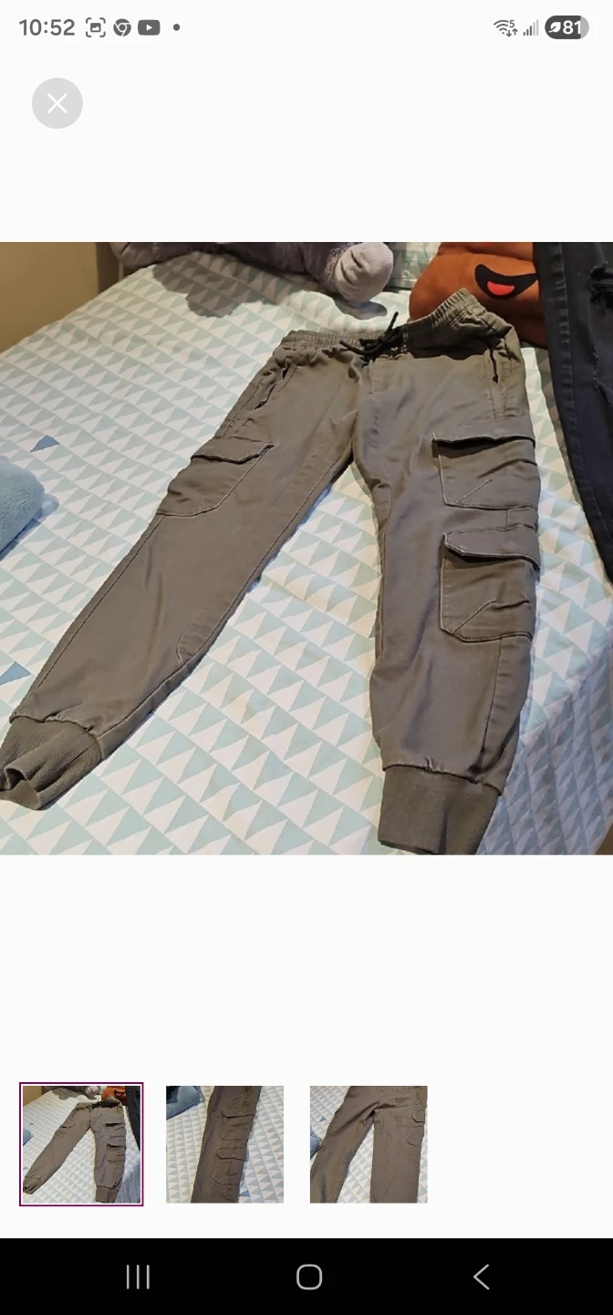Kid's Olive Cargo Jogger Pants - photo 2