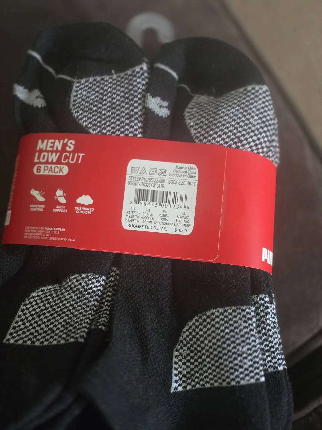 Puma Men's Low Cut Socks - 6 Pack
