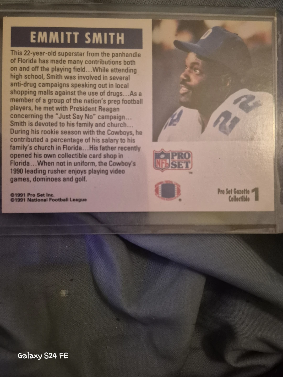 1991 Pro Set Gazette Emmitt Smith Football Card - photo 2