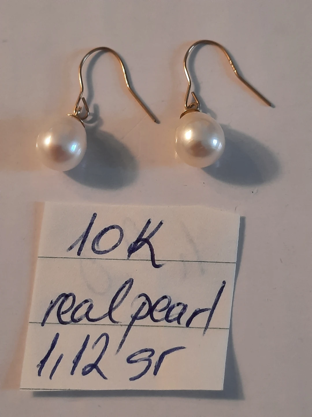 10K Gold Real Pearl Drop Earrings