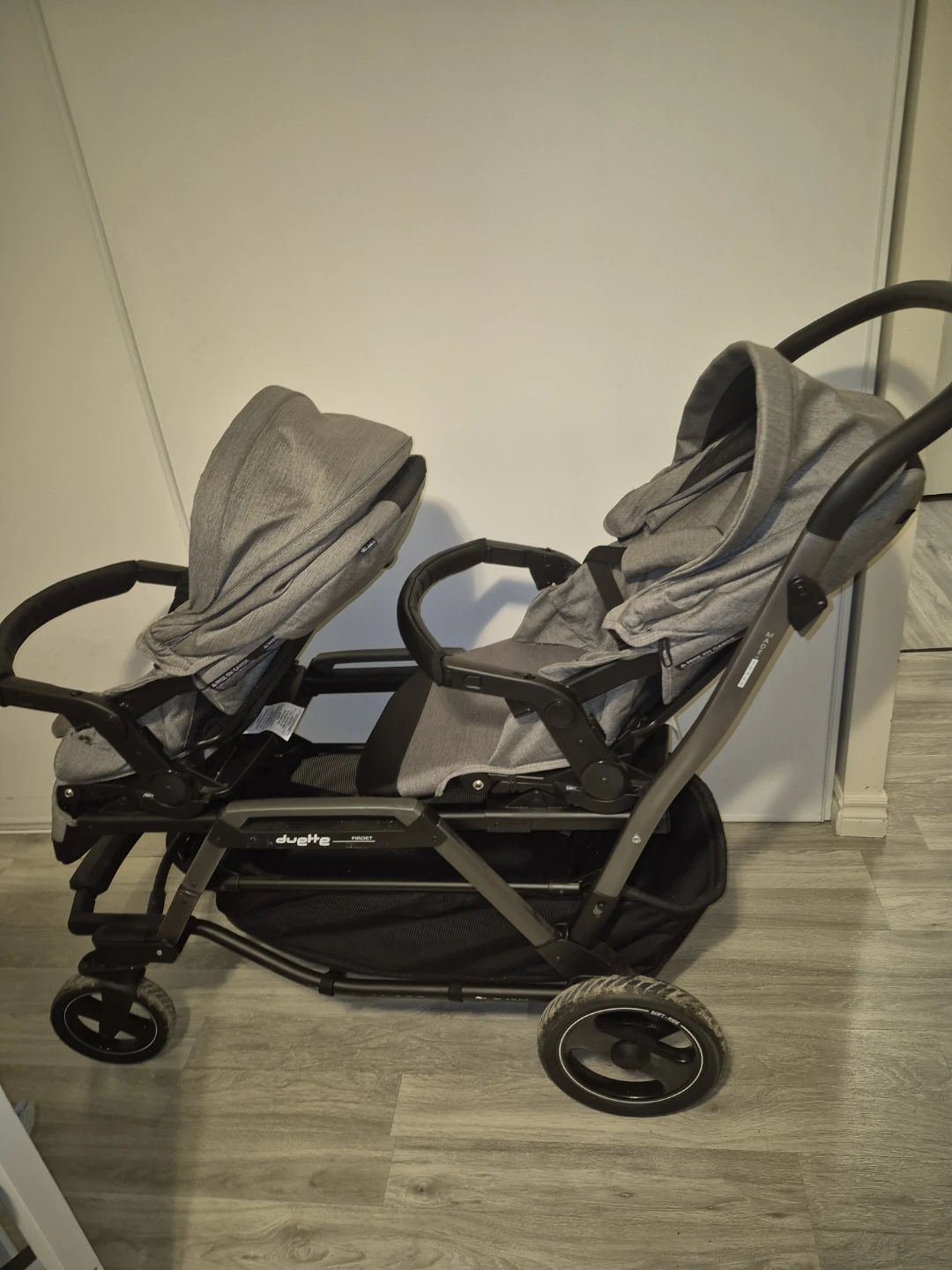 Peg Perego Duette Double Stroller - Grey