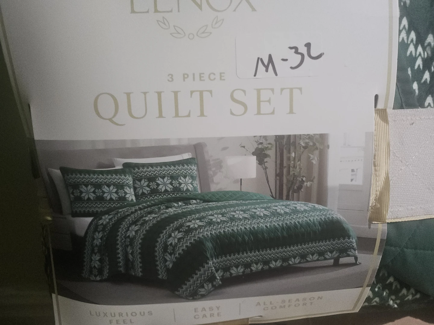 Lenox 3 Piece Quilt Set Full/Queen - Green