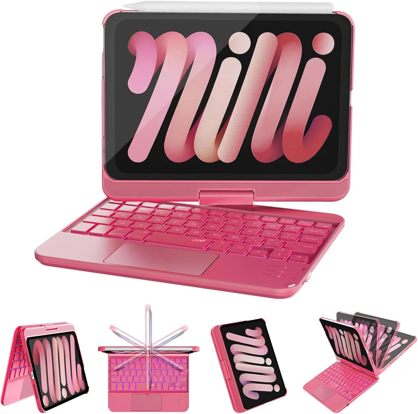 iPad mini 7 Case with Keyboard Pink