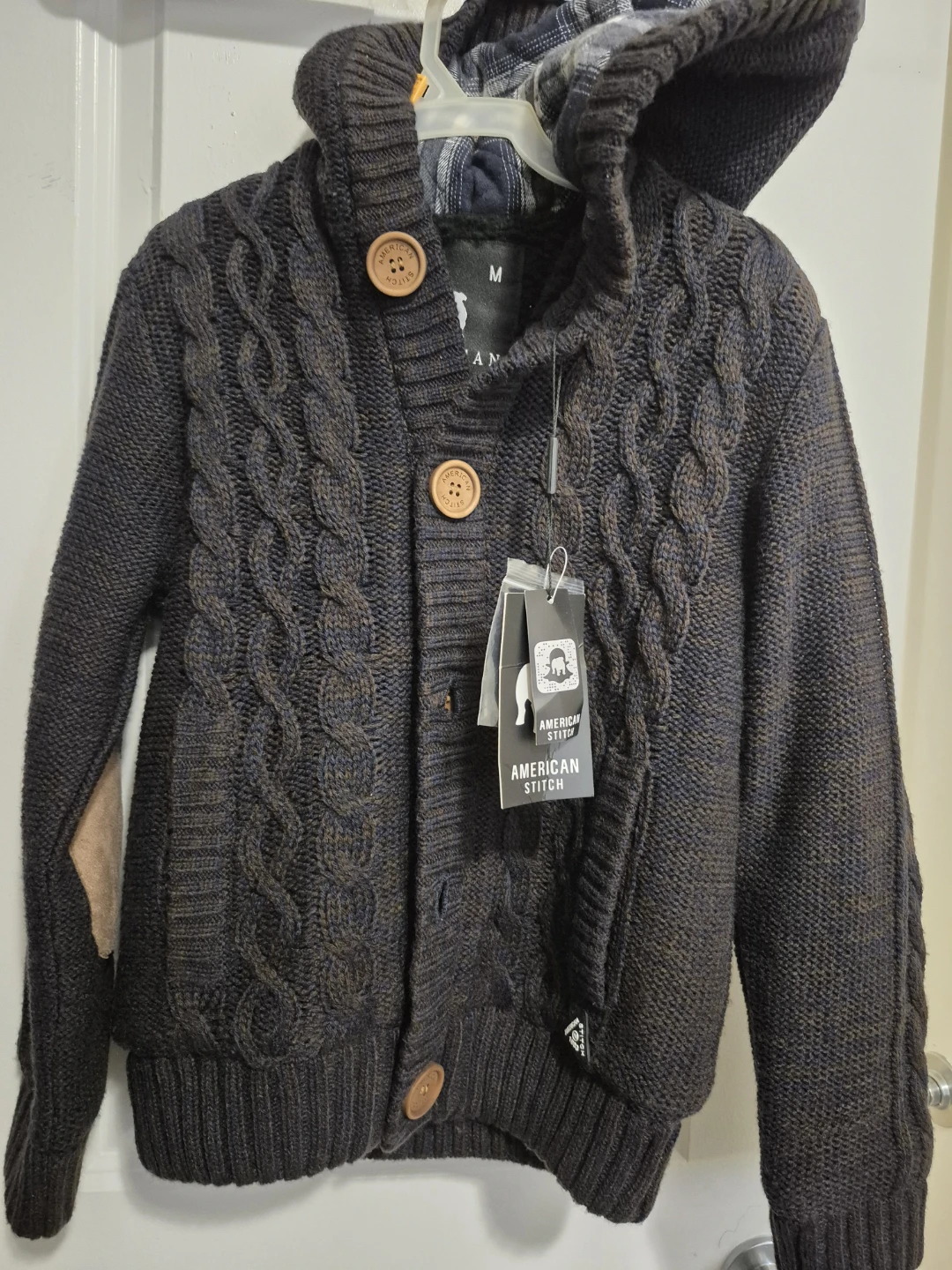 American Stitch Hooded Cardigan Size M