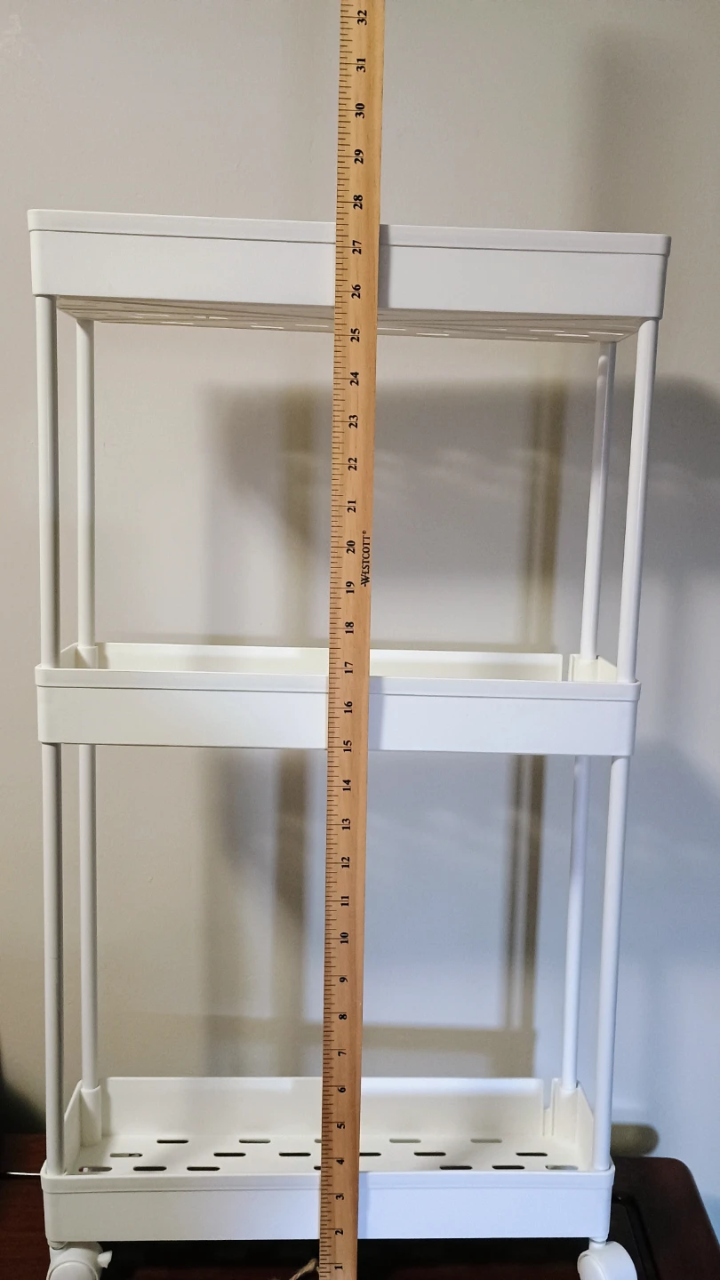White 3-Tier Slim Rolling Storage Cart - photo 3