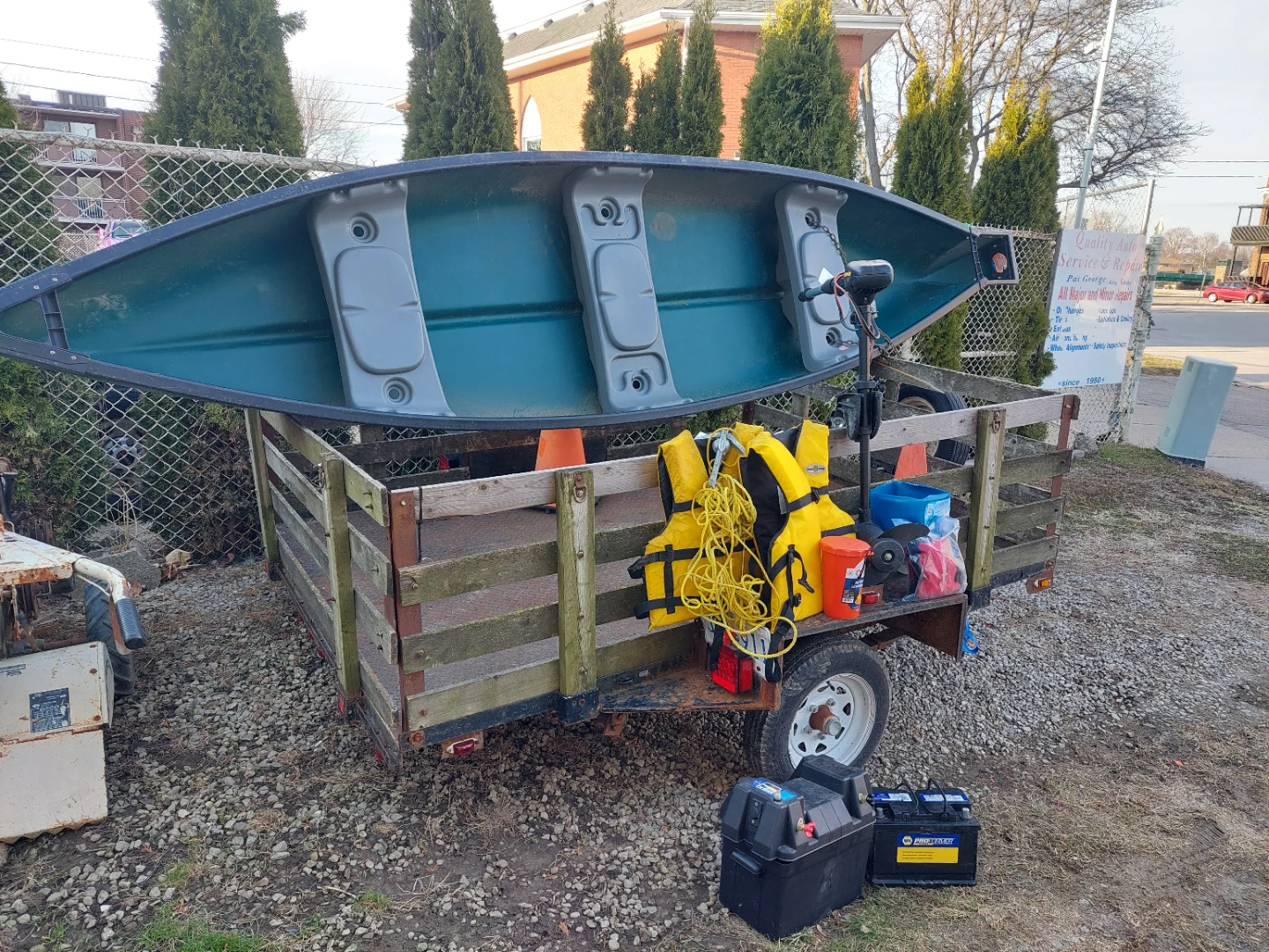 Green Canoe with Trolling Motor and Accessories - photo 2