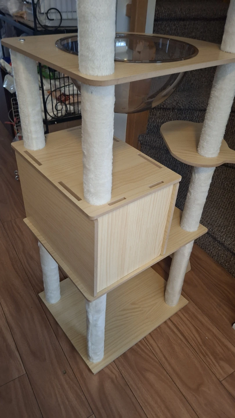 Wooden Cat Tree Condo with bubble pod, toys - photo 5
