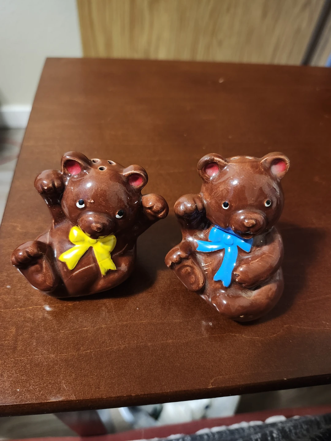 1970s Ceramic Teddy Bear Salt and Pepper Shakers