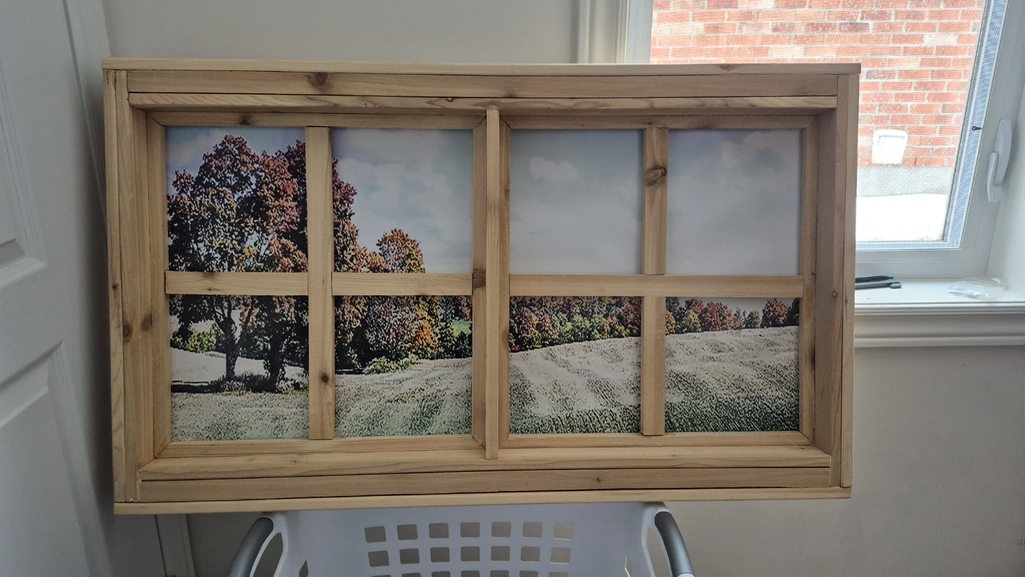 Wooden Decorative Window Frame with Landscape Art