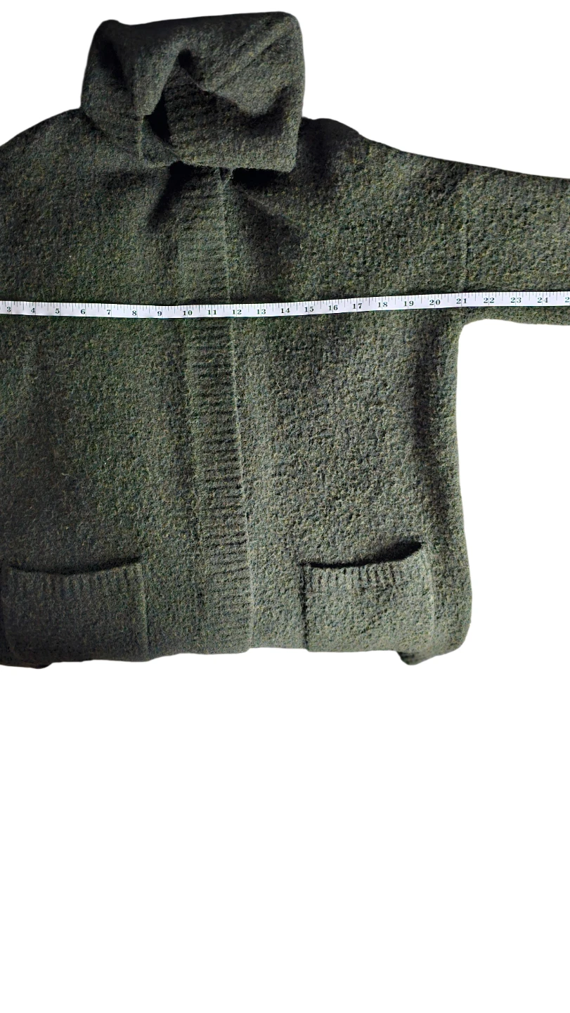 Rachel Zoe Green Wool Alpaca Blend Hooded Cardigan w Pockets - photo 5