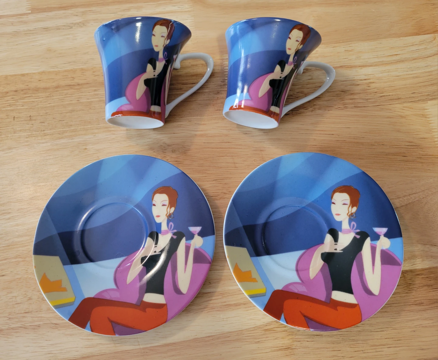 Contemporary Asymmetric Music Notes Espresso CUPS PLATES Set