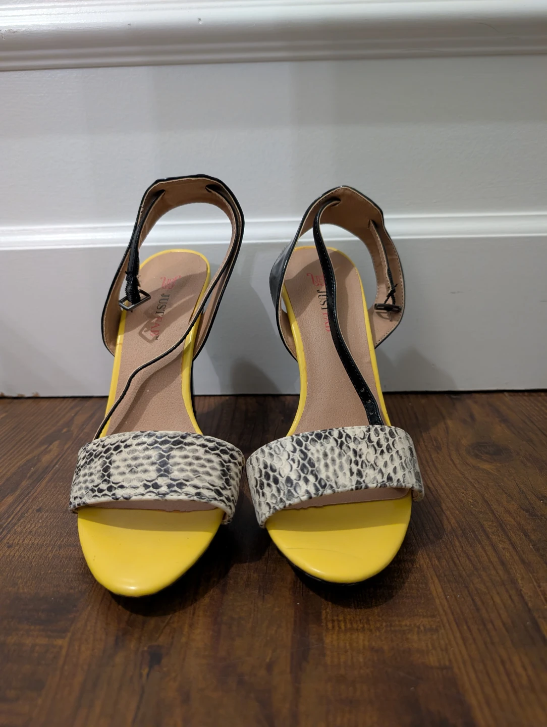 Justfab Snakeskin & Yellow Heels - Size 6.5 - photo 2