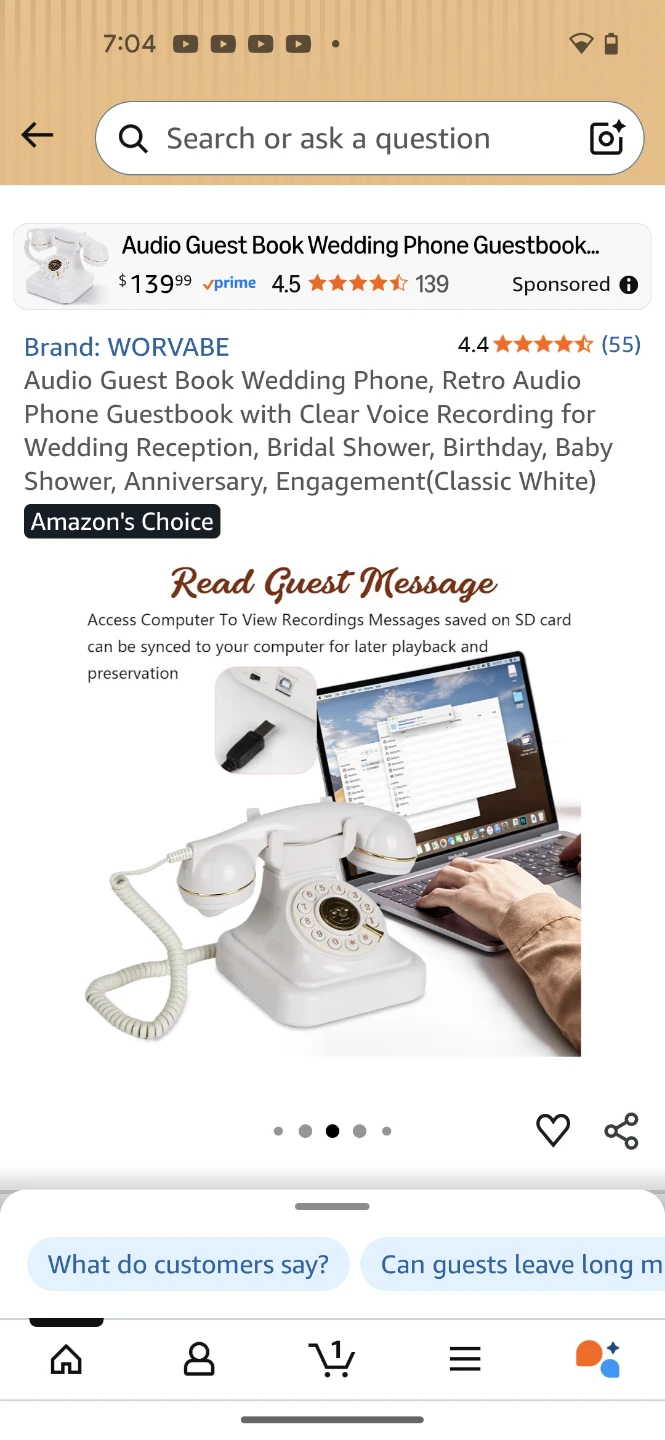 WORVABE Retro Audio Guest Book Wedding Phone - photo 4